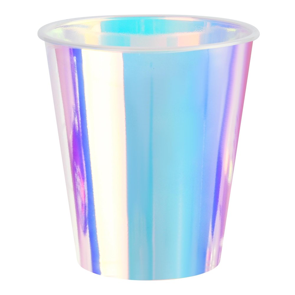 AimFun 25 Iridescent Plastic Cups Holographic Clear Party Cups 12oz Rainbow Disposable Cups for Bachelorette Birthday Wedding Mermaid Party Beverage Drinkware Supplies (25, 12oz)