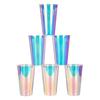 AimFun 25 Iridescent Plastic Cups Holographic Clear Party Cups 16oz Rainbow Disposable Cups for Bachelorette Birthday Wedding Mermaid Party Beverage Drinkware Supplies (25, 16oz) view 1