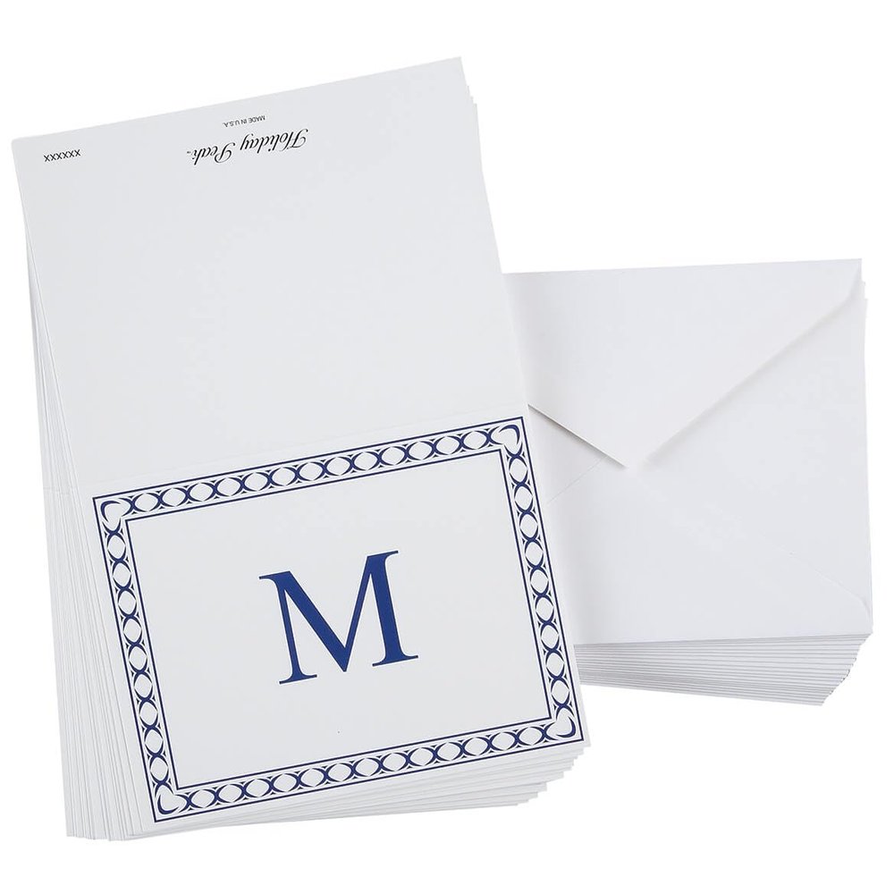 Fox Valley Traders Custom Single Initial Notecards with Border, Set of 20