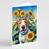 Caroline's Treasures English Bull Terrier in Sunflowers Greeting Cards Pack of 8 Blank Cards with Envelopes Whimsical A7 Size 5x7 Blank Note Cards view 1