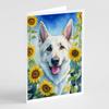 Caroline's Treasures White German Shepherd in Sunflowers Greeting Cards Pack of 8 Blank Cards with Envelopes Whimsical A7 Size 5x7 Blank Note Cards view 1