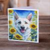 Caroline's Treasures White German Shepherd in Sunflowers Greeting Cards Pack of 8 Blank Cards with Envelopes Whimsical A7 Size 5x7 Blank Note Cards view 2