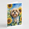 Caroline's Treasures Lhasa Apso in Sunflowers Greeting Cards Pack of 8 Blank Cards with Envelopes Whimsical A7 Size 5x7 Blank Note Cards view 1