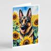 Caroline's Treasures German Shepherd in Sunflowers Greeting Cards Pack of 8 Blank Cards with Envelopes Whimsical A7 Size 5x7 Blank Note Cards view 1