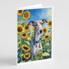 Caroline's Treasures Whippet in Sunflowers Greeting Cards Pack of 8 Blank Cards with Envelopes Whimsical A7 Size 5x7 Blank Note Cards view 1
