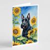 Caroline's Treasures Scottish Terrier in Sunflowers Greeting Cards Pack of 8 Blank Cards with Envelopes Whimsical A7 Size 5x7 Blank Note Cards view 1