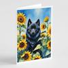 Caroline's Treasures Schipperke in Sunflowers Greeting Cards Pack of 8 Blank Cards with Envelopes Whimsical A7 Size 5x7 Blank Note Cards view 1