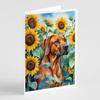 Caroline's Treasures Rhodesian Ridgeback in Sunflowers Greeting Cards Pack of 8 Blank Cards with Envelopes Whimsical A7 Size 5x7 Blank Note Cards view 1