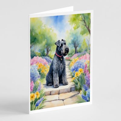 Caroline's Treasures Kerry Blue Terrier Spring Path Greeting Cards Pack of 8 Blank Cards with Envelopes Whimsical A7 Size 5x7 Blank Note Cards
