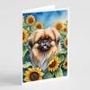 Caroline's Treasures Pekingese in Sunflowers Greeting Cards Pack of 8 Blank Cards with Envelopes Whimsical A7 Size 5x7 Blank Note Cards view 1