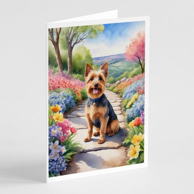 Caroline's Treasures Australian Terrier Spring Garden Greeting Cards Pack of 8 Blank Cards with Envelopes Whimsical A7 Size 5x7 Blank Note Cards
