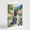 Caroline's Treasures Norwegian Elkhound Spring Path Greeting Cards Pack of 8 Blank Cards with Envelopes Whimsical A7 Size 5x7 Blank Note Cards view 1