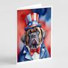 Caroline's Treasures Mastiff Patriotic American Greeting Cards Pack of 8 Blank Cards with Envelopes Whimsical A7 Size 5x7 Blank Note Cards view 1