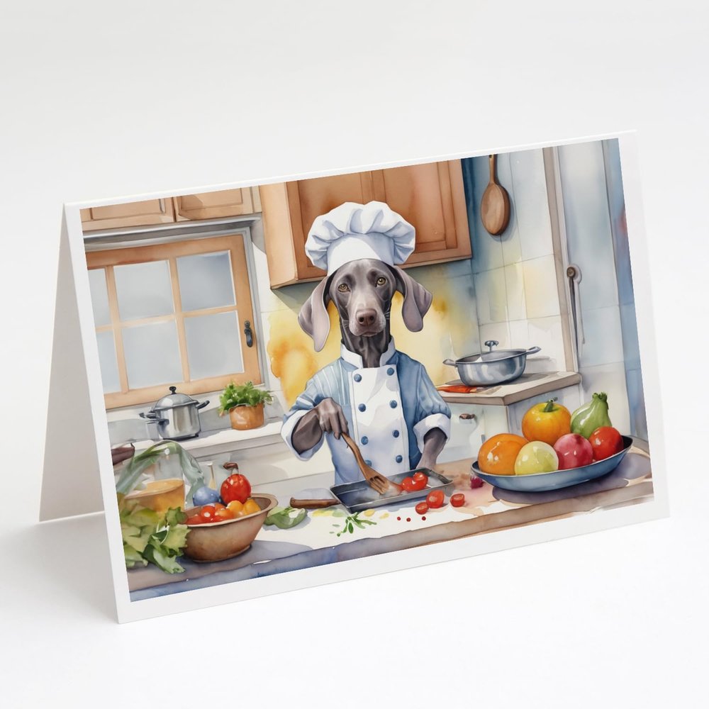 Caroline's Treasures Weimaraner The Chef Greeting Cards Pack of 8 Blank Cards with Envelopes Whimsical A7 Size 5x7 Blank Note Cards