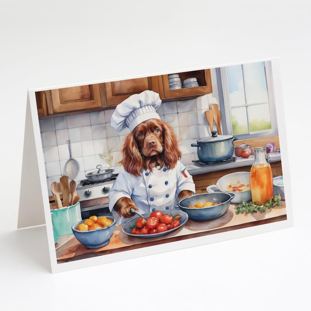 Caroline's Treasures Sussex Spaniel The Chef Greeting Cards Pack of 8 Blank Cards with Envelopes Whimsical A7 Size 5x7 Blank Note Cards