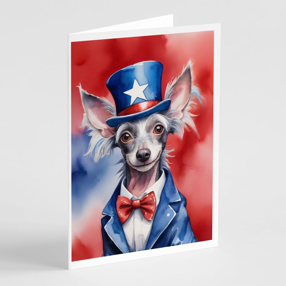Caroline's Treasures Chinese Crested Patriotic American Greeting Cards Pack of 8 Blank Cards with Envelopes Whimsical A7 Size 5x7 Blank Note Cards