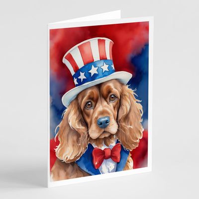 Caroline's Treasures Cocker Spaniel Patriotic American Greeting Cards Pack of 8 Blank Cards with Envelopes Whimsical A7 Size 5x7 Blank Note Cards