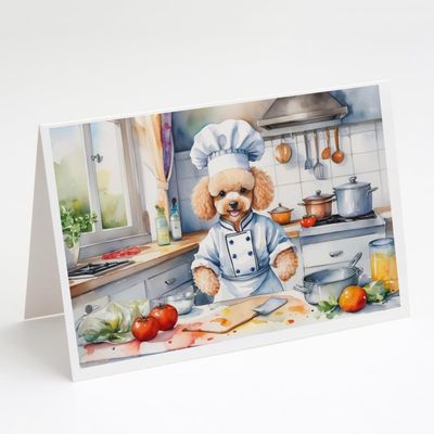 Caroline's Treasures Poodle The Chef Greeting Cards Pack of 8 Blank Cards with Envelopes Whimsical A7 Size 5x7 Blank Note Cards