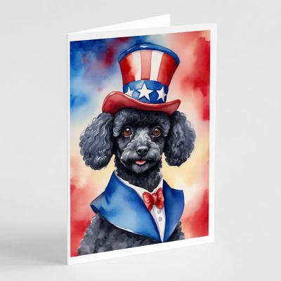 Caroline's Treasures Black Poodle Patriotic American Greeting Cards Pack of 8 Blank Cards with Envelopes Whimsical A7 Size 5x7 Blank Note Cards