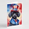 Caroline's Treasures Black Poodle Patriotic American Greeting Cards Pack of 8 Blank Cards with Envelopes Whimsical A7 Size 5x7 Blank Note Cards view 1