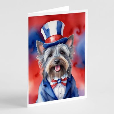 Caroline's Treasures Skye Terrier Patriotic American Greeting Cards Pack of 8 Blank Cards with Envelopes Whimsical A7 Size 5x7 Blank Note Cards