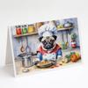 Caroline's Treasures Pug The Chef Greeting Cards Pack of 8 Blank Cards with Envelopes Whimsical A7 Size 5x7 Blank Note Cards view 1
