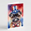 Caroline's Treasures Brussels Griffon Patriotic American Greeting Cards Pack of 8 Blank Cards with Envelopes Whimsical A7 Size 5x7 Blank Note Cards view 1