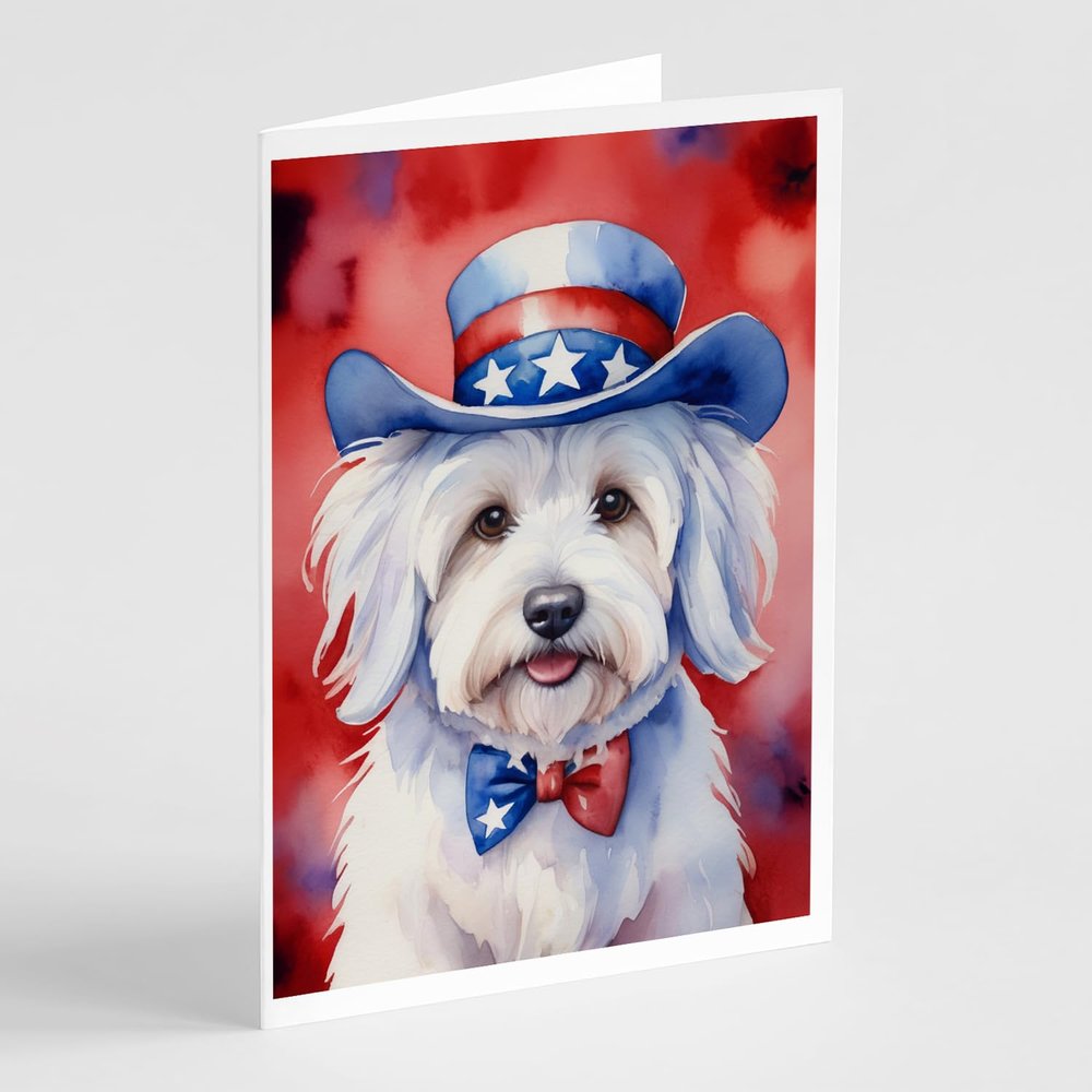 Caroline's Treasures Coton de Tulear Patriotic American Greeting Cards Pack of 8 Blank Cards with Envelopes Whimsical A7 Size 5x7 Blank Note Cards