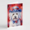 Caroline's Treasures Coton de Tulear Patriotic American Greeting Cards Pack of 8 Blank Cards with Envelopes Whimsical A7 Size 5x7 Blank Note Cards view 1