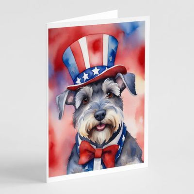 Caroline's Treasures Schnauzer Patriotic American Greeting Cards Pack of 8 Blank Cards with Envelopes Whimsical A7 Size 5x7 Blank Note Cards