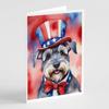 Caroline's Treasures Schnauzer Patriotic American Greeting Cards Pack of 8 Blank Cards with Envelopes Whimsical A7 Size 5x7 Blank Note Cards view 1