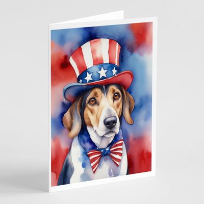 Caroline's Treasures American Foxhound Patriotic American Greeting Cards Pack of 8 Blank Cards with Envelopes Whimsical A7 Size 5x7 Blank Note Cards