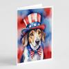 Caroline's Treasures American Foxhound Patriotic American Greeting Cards Pack of 8 Blank Cards with Envelopes Whimsical A7 Size 5x7 Blank Note Cards view 1
