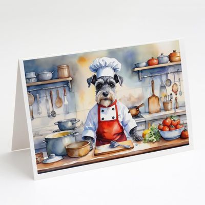Caroline's Treasures Schnauzer The Chef Greeting Cards Pack of 8 Blank Cards with Envelopes Whimsical A7 Size 5x7 Blank Note Cards