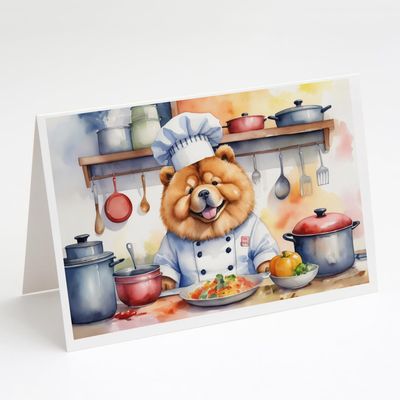 Caroline's Treasures Chow Chow The Chef Greeting Cards Pack of 8 Blank Cards with Envelopes Whimsical A7 Size 5x7 Blank Note Cards