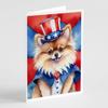 Caroline's Treasures Pomeranian Patriotic American Greeting Cards Pack of 8 Blank Cards with Envelopes Whimsical A7 Size 5x7 Blank Note Cards view 1