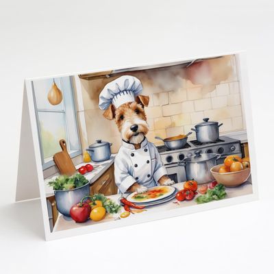 Caroline's Treasures Fox Terrier The Chef Greeting Cards Pack of 8 Blank Cards with Envelopes Whimsical A7 Size 5x7 Blank Note Cards