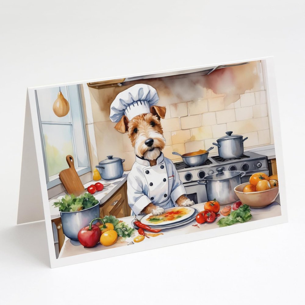 Caroline's Treasures Fox Terrier The Chef Greeting Cards Pack of 8 Blank Cards with Envelopes Whimsical A7 Size 5x7 Blank Note Cards