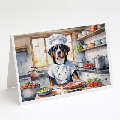 Caroline's Treasures Greater Swiss Mountain Dog The Chef Greeting Cards Pack of 8 Blank Cards with Envelopes Whimsical A7 Size 5x7 Blank Note Cards