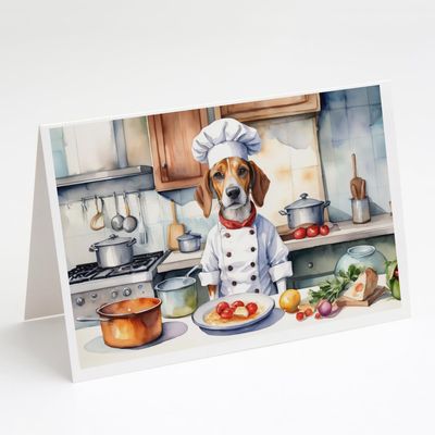Caroline's Treasures English Foxhound The Chef Greeting Cards Pack of 8 Blank Cards with Envelopes Whimsical A7 Size 5x7 Blank Note Cards