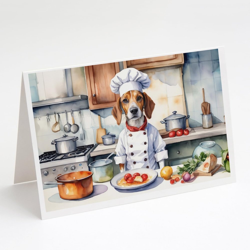 Caroline's Treasures English Foxhound The Chef Greeting Cards Pack of 8 Blank Cards with Envelopes Whimsical A7 Size 5x7 Blank Note Cards
