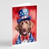 Caroline's Treasures Chesapeake Bay Retriever Patriotic American Greeting Cards Pack of 8 Blank Cards with Envelopes Whimsical A7 Size 5x7 Blank Note Cards view 1