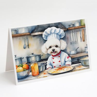 Caroline's Treasures Bichon Frise The Chef Greeting Cards Pack of 8 Blank Cards with Envelopes Whimsical A7 Size 5x7 Blank Note Cards