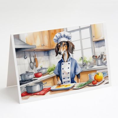 Caroline's Treasures Saluki The Chef Greeting Cards Pack of 8 Blank Cards with Envelopes Whimsical A7 Size 5x7 Blank Note Cards
