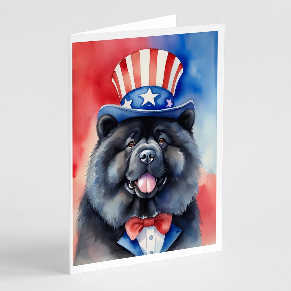 Caroline's Treasures Chow Chow Patriotic American Greeting Cards Pack of 8 Blank Cards with Envelopes Whimsical A7 Size 5x7 Blank Note Cards