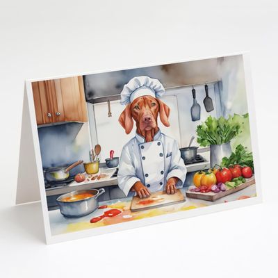 Caroline's Treasures Vizsla The Chef Greeting Cards Pack of 8 Blank Cards with Envelopes Whimsical A7 Size 5x7 Blank Note Cards