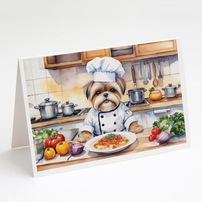 Caroline's Treasures Lhasa Apso The Chef Greeting Cards Pack of 8 Blank Cards with Envelopes Whimsical A7 Size 5x7 Blank Note Cards