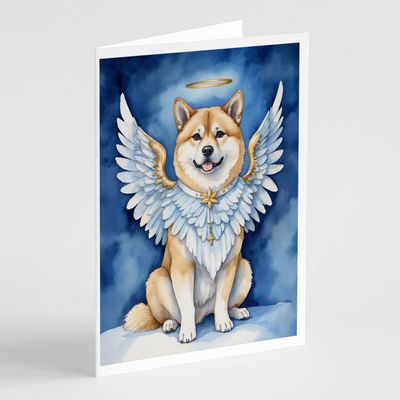 Caroline's Treasures Akita My Angel Greeting Cards Pack of 8 Blank Cards with Envelopes Whimsical A7 Size 5x7 Blank Note Cards