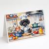 Caroline's Treasures Black Poodle The Chef Greeting Cards Pack of 8 Blank Cards with Envelopes Whimsical A7 Size 5x7 Blank Note Cards view 1