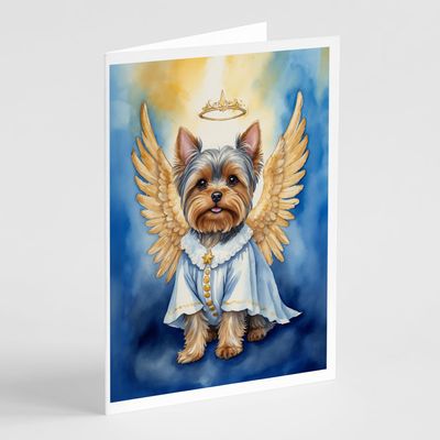 Caroline's Treasures Yorkshire Terrier My Angel Greeting Cards Pack of 8 Blank Cards with Envelopes Whimsical A7 Size 5x7 Blank Note Cards